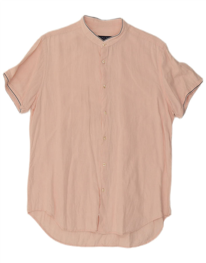 Cămașă pentru bărbați Zara, cu mânecă scurtă, slim fit, mare, roz