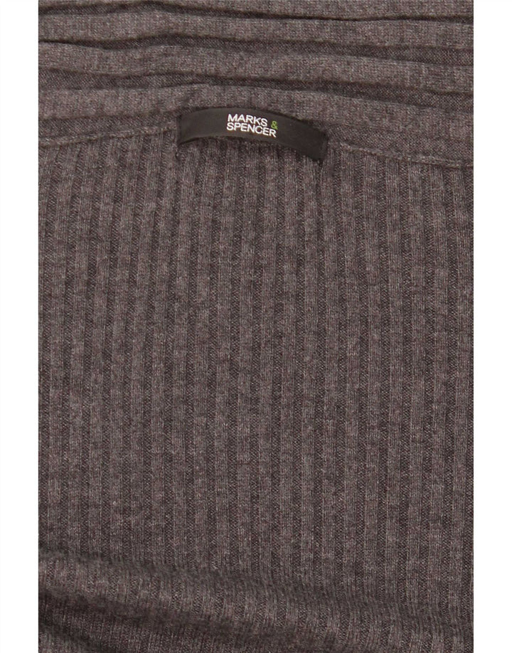 Pulover cardigan deschis asimetric pentru femei Marks & Spencer UK 8 mic gri