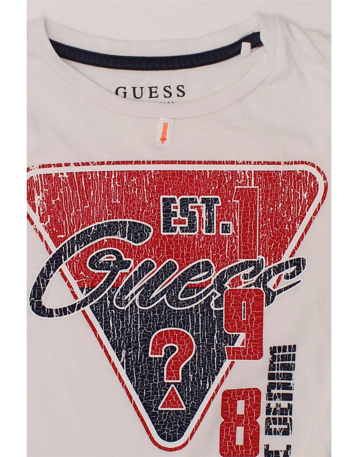 GUESS Boys Graphic Top Long Sleeve 9-10 Years White Vintage Guess and Second-Hand Guess from Messina Hembry 