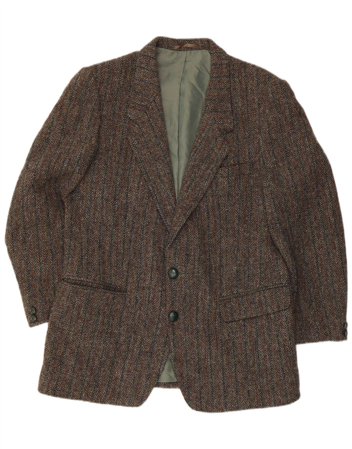 Jachetă pentru bărbați Harris Tweed, cu 2 nasturi, UK 36, lână în spină de pește, gri mică