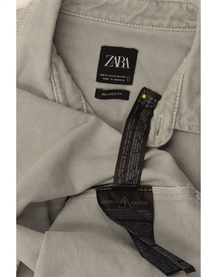 Cămașă din denim pentru bărbați Zara, bumbac gri mediu