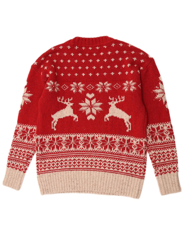 Pulover pentru femei Fat Face cu decolteu triplu UK 10 Small Red Christmas