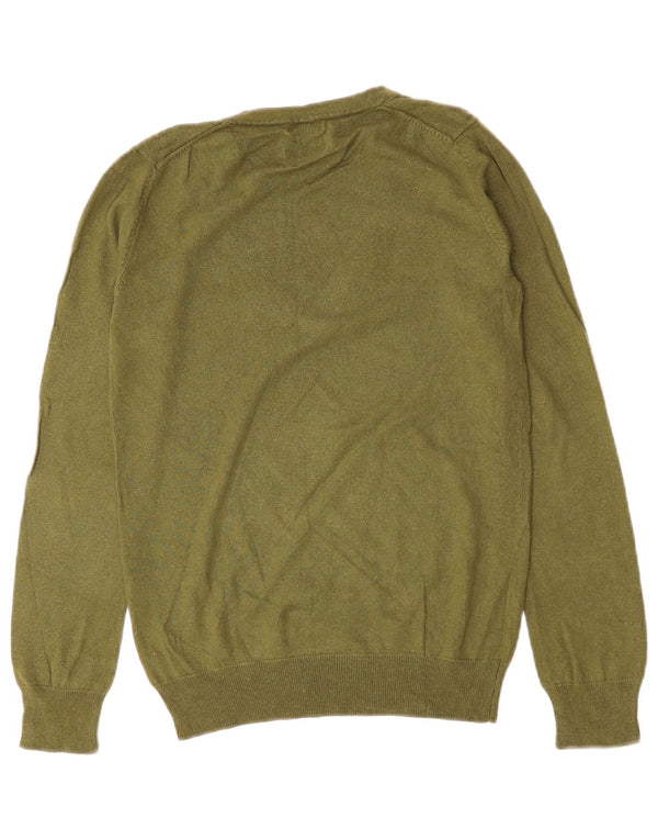 Pulover cu decolteu în V Massimo Dutti pentru femei UK 12 Mătase verde medie