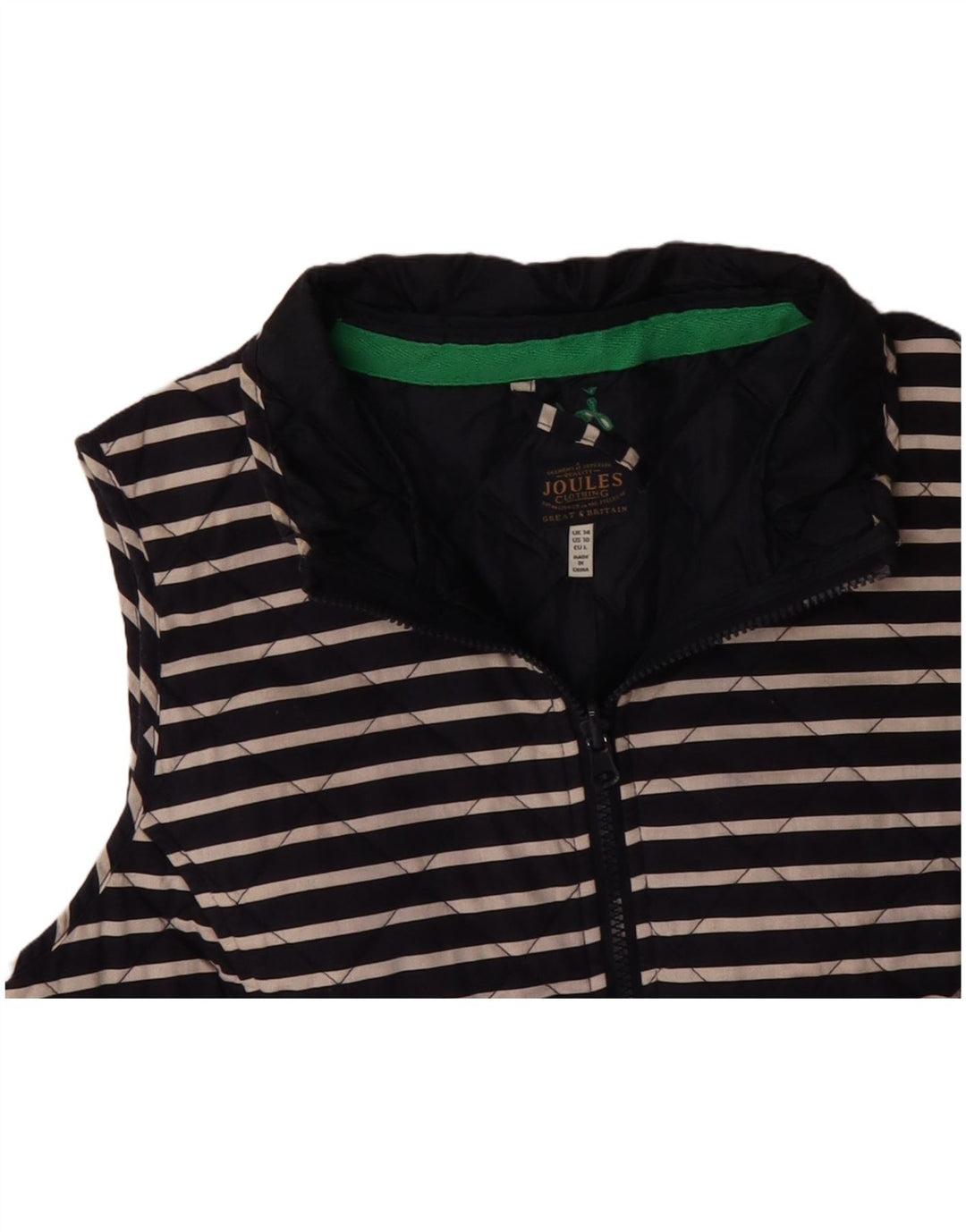 Gilet matlasat pentru femei JOULES UK 14 mare, bumbac cu dungi bleumarin