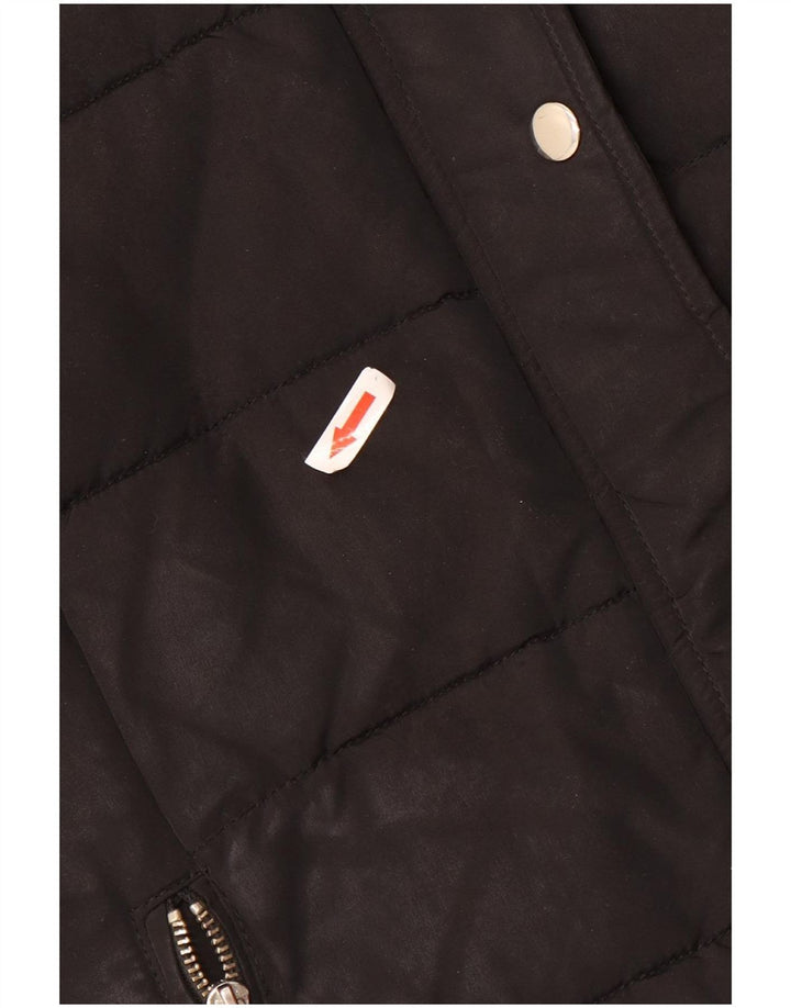 Jachetă căptușită cu glugă Topshop pentru femei UK 12 Poliester mediu negru