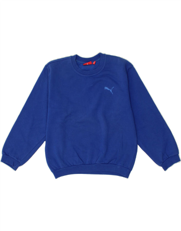 PUMA Boys Sweatshirt Jumper 9-10 Years Medium Blue Cotton Vintage Puma and Second-Hand Puma from Messina Hembry 