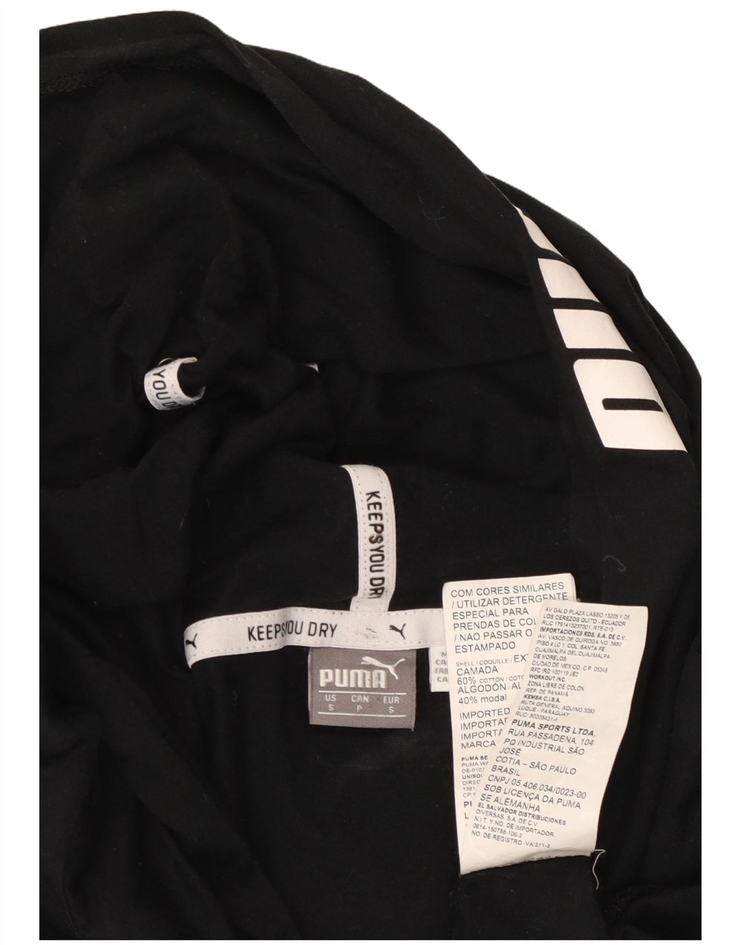 Top grafic cu glugă pentru femei PUMA cu mânecă lungă UK 10, bumbac negru mic