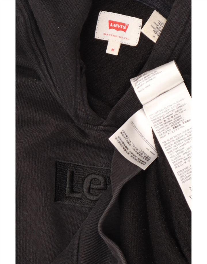Pulover Levi's pentru bărbați cu capota cu grafică, bumbac mediu negru
