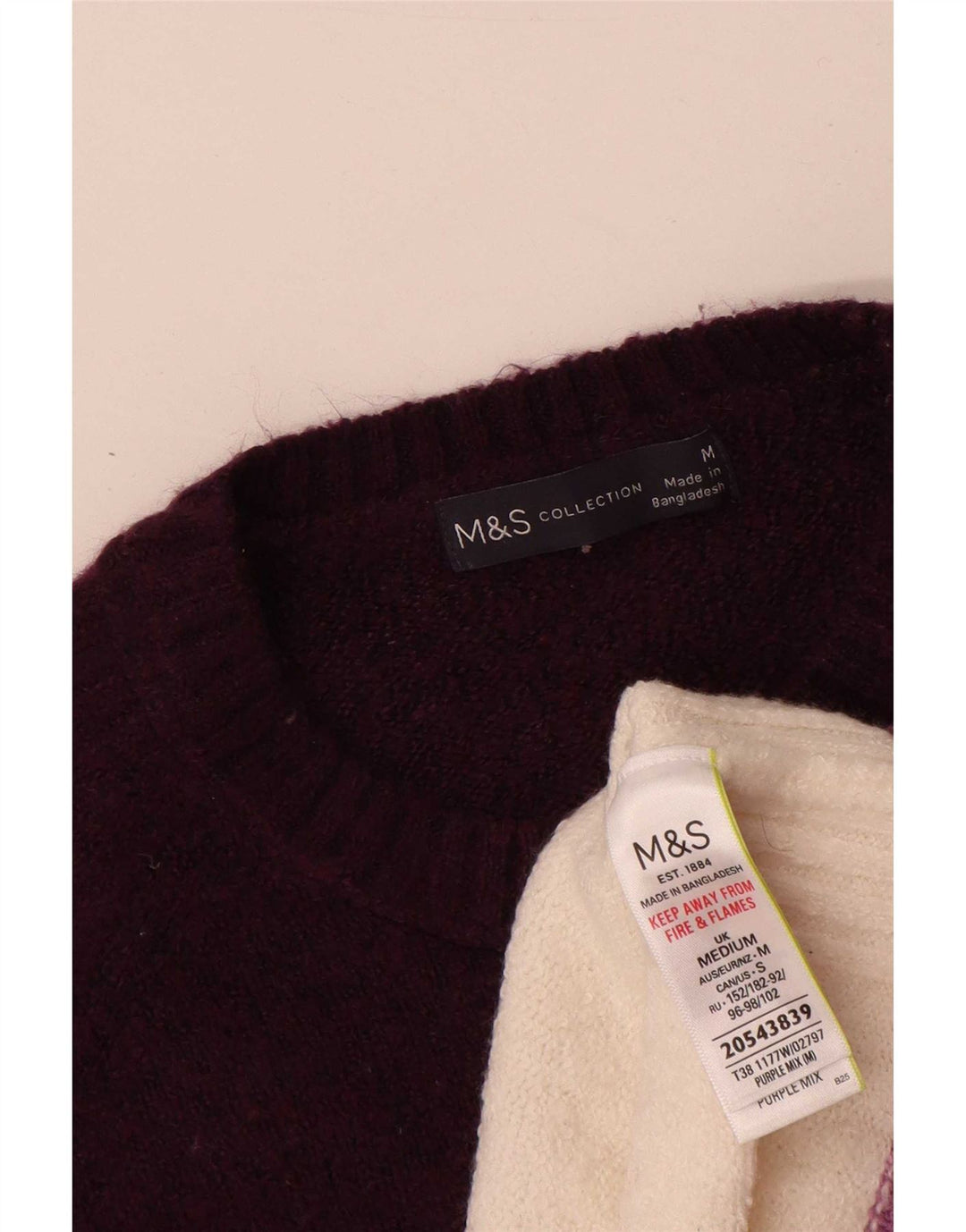 Pulover pentru femei Marks & Spencer cu decolteu triplu UK 14 Medium Purpuriu cu dungi