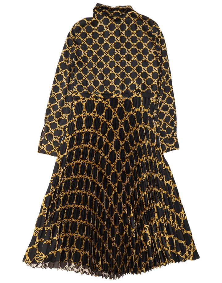 Rochie maxi cu mânecă lungă pentru femei Twinset, cu model abstract, UK 14 Medium Black