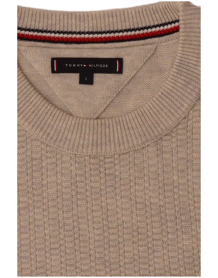 Pulover Tommy Hilfiger pentru bărbați, cu gât crew, mare, bej