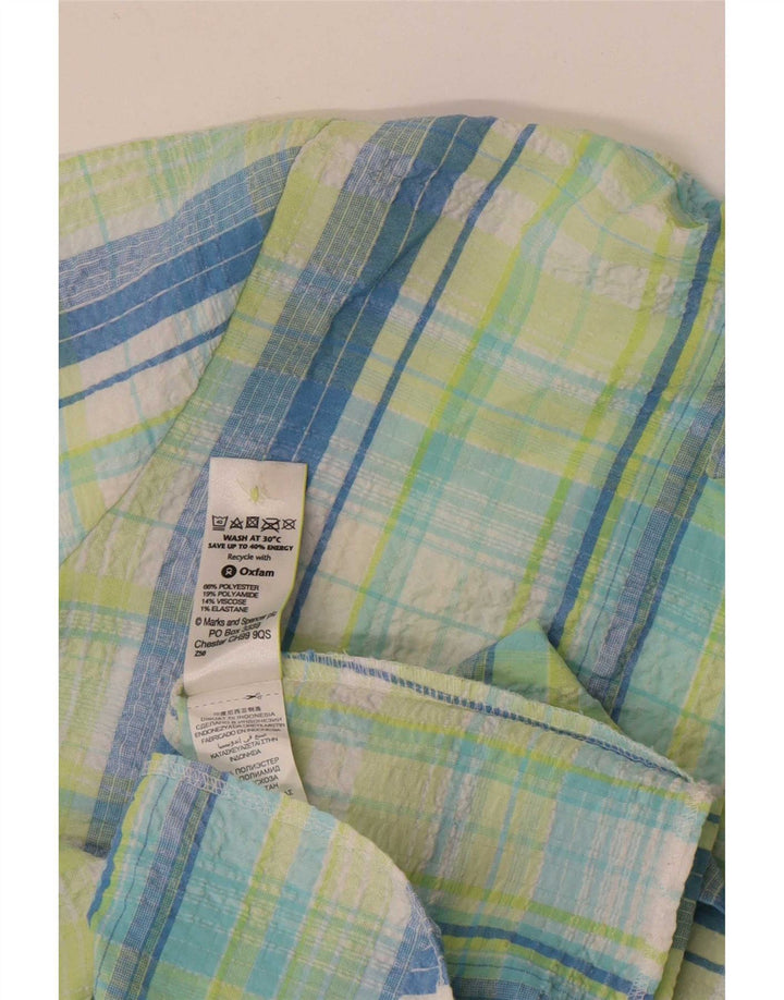 Cămașă cu mânecă scurtă pentru femei Marks & Spencer UK 22 3XL Poliester cu carouri verde