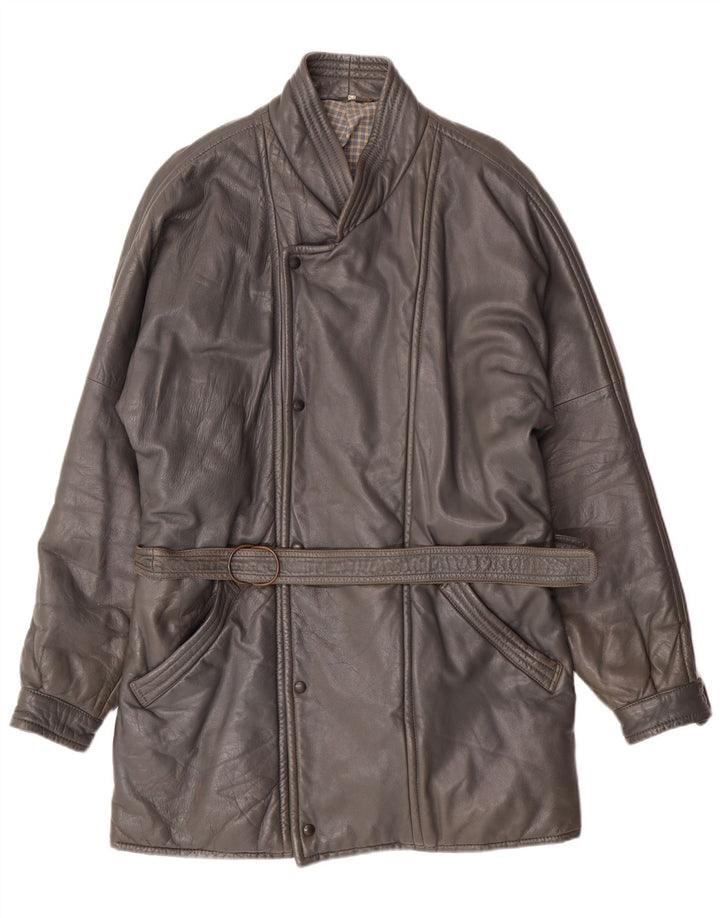 Palton din piele pentru bărbați DRESSCO IT 54 2XL din piele gri