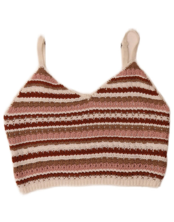 Hollister Womens Knit Crop Top UK 12 Bumbac cu dungi medii multicolore