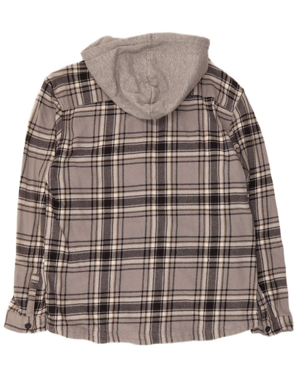 Cămașă de flanel cu glugă pentru bărbați Tom Tailor, XL, gri, carouri, bumbac