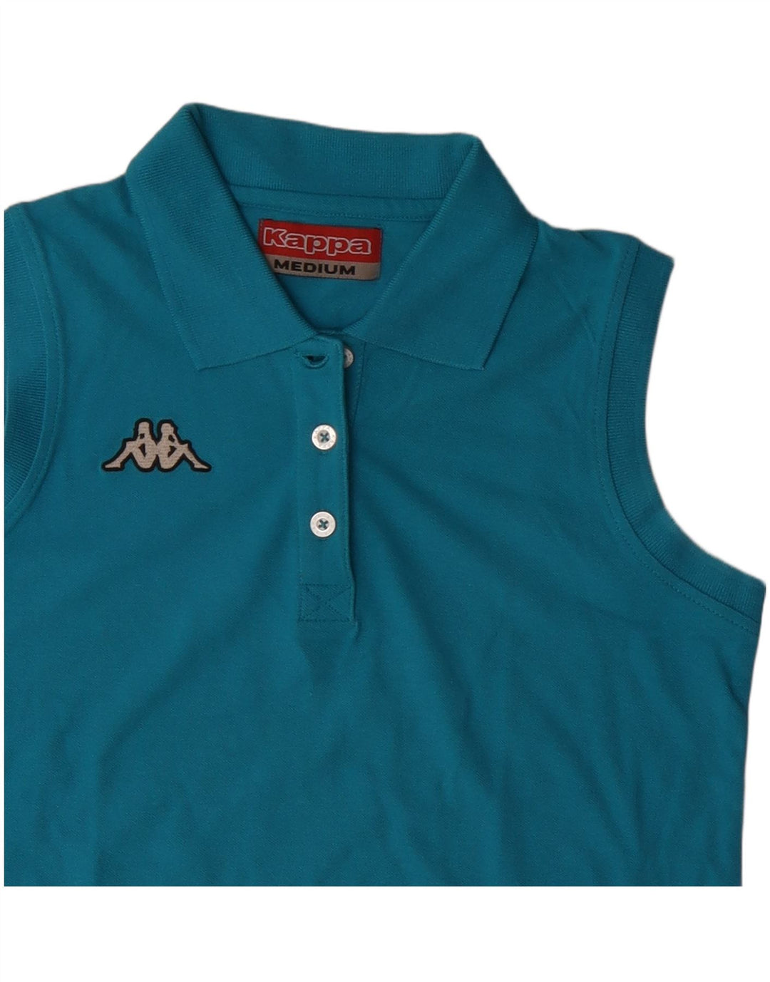 Cămașă polo fără mâneci Kappa pentru femei UK 12, bumbac albastru mediu