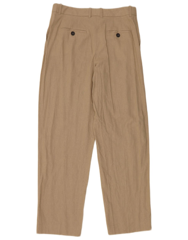 Zara Womens Straight Chino Trousers Small W30 L30 Beige Linen