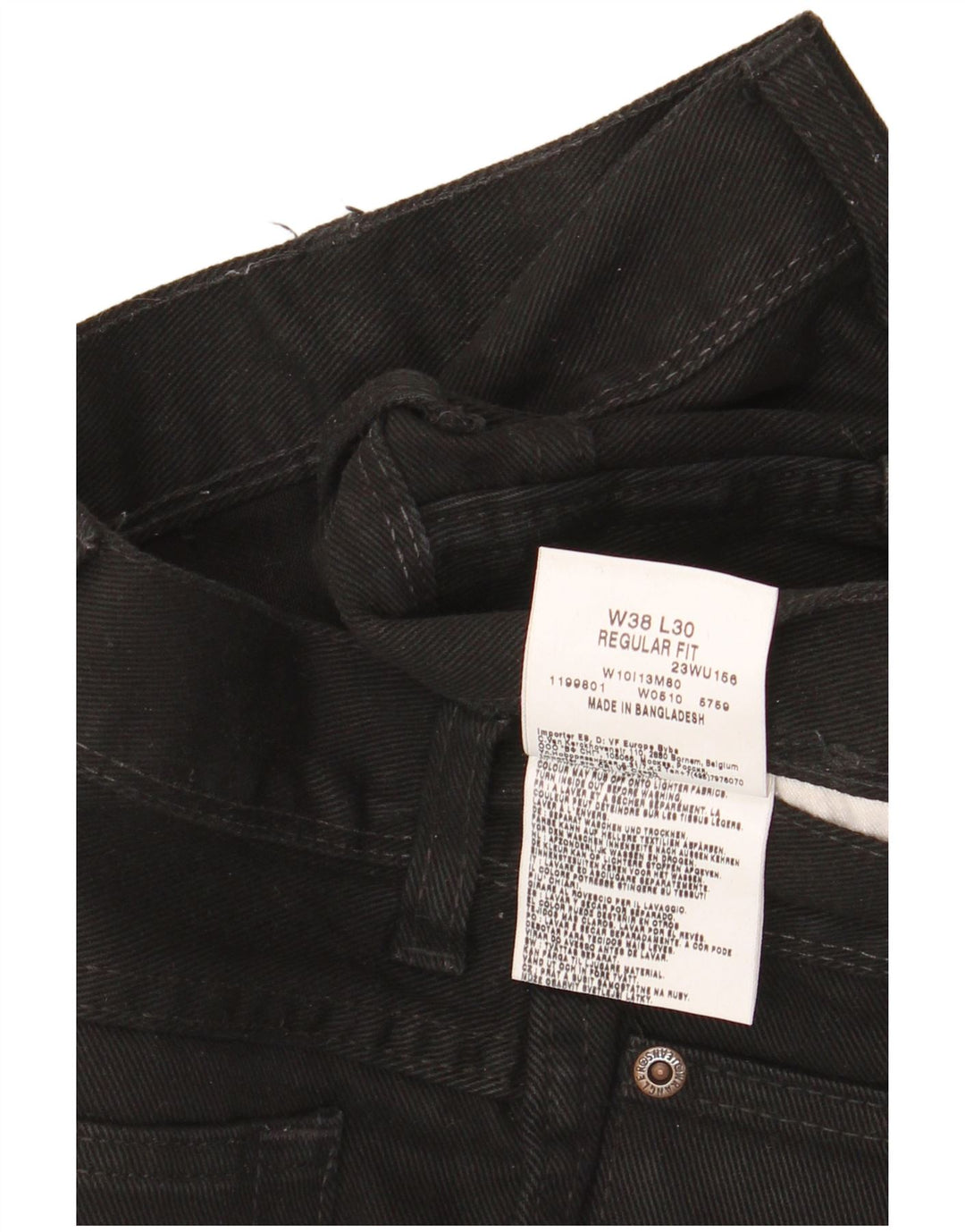Blugi drepti Wrangler pentru bărbați, cu ajustare normală, W38 L30, bumbac negru