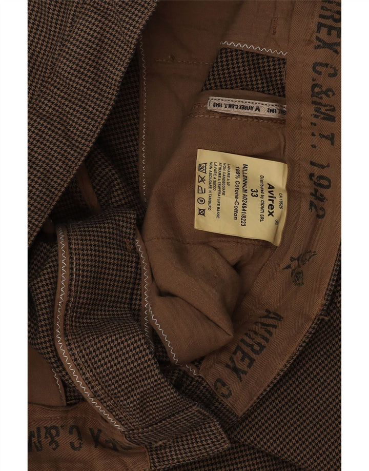 Pantaloni chino drepți pentru bărbați AVIREX L33 L32 bumbac maro cu picior de gală