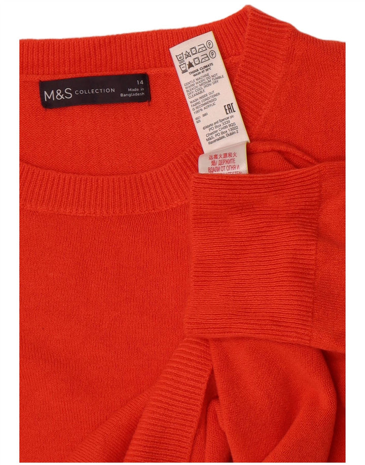 Pulover pentru femei Marks & Spencer cu decolteu triplu UK 14 portocaliu mediu acrilic
