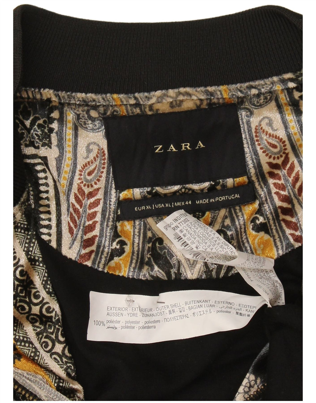 Bomber pentru femei Zara Marea Britanie 18 XL Poliester Paisley multicolor