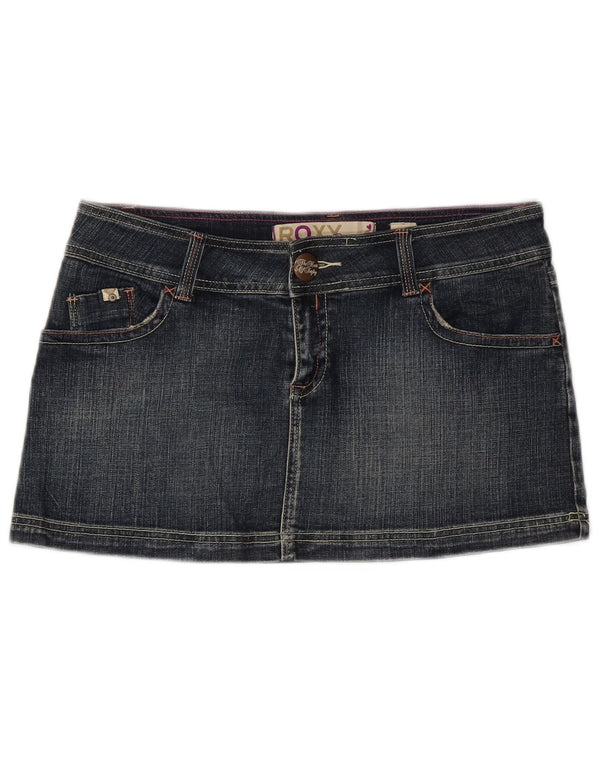 Fusta de blugi mini Roxy pentru femei, cu croiala dreaptă, US 12, mare, W32, bumbac albastru