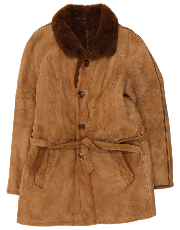 Pardesiu din shearling vintage pentru bărbați IT 48 Bej mediu