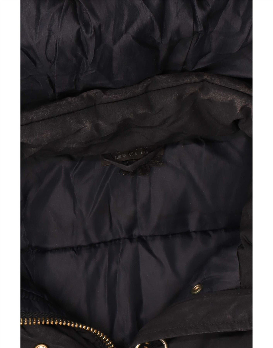 Jachetă căptușită cu glugă Topshop pentru femei UK 8 Small, bleumarin, poliester