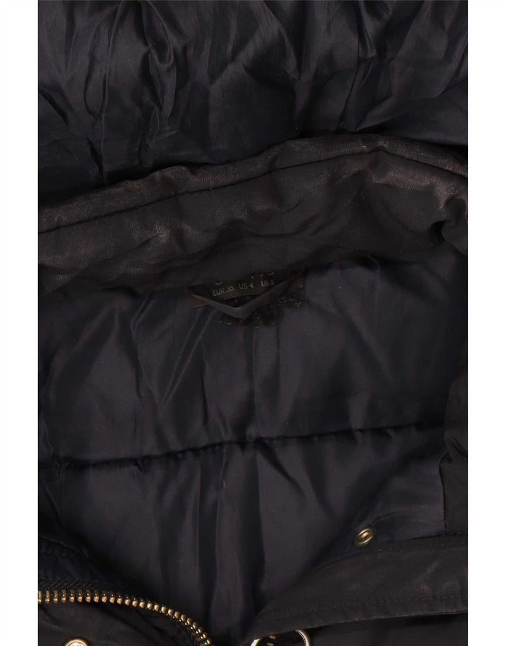 Jachetă căptușită cu glugă Topshop pentru femei UK 8 Small, bleumarin, poliester
