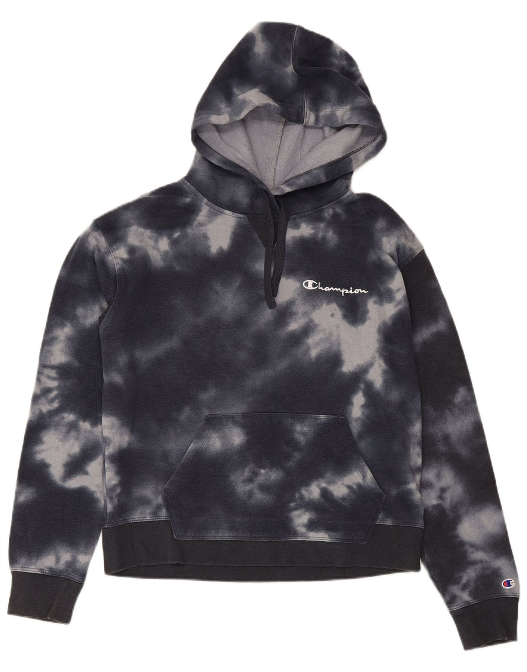 Pulover pentru femei Champion Crop Hoodie UK 14 Medium Black Tie Dye Bumbac