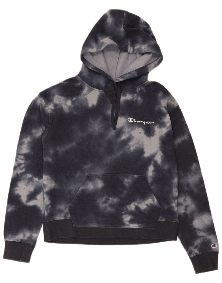Pulover pentru femei Champion Crop Hoodie UK 14 Medium Black Tie Dye Bumbac