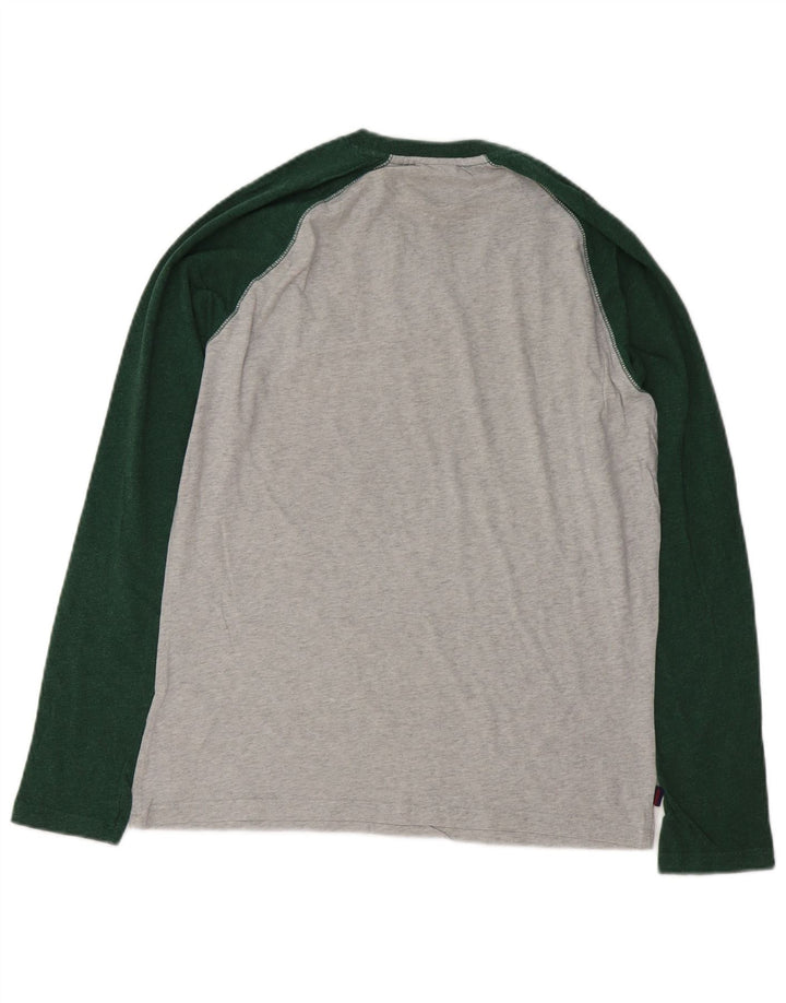 SUPERDRY Top pentru bărbați cu mânecă lungă, gri mediu, bumbac color bloc