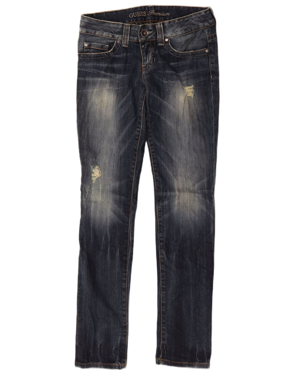 Blugi slim pentru femei Guess Distressed W29 L32 Bumbac albastru