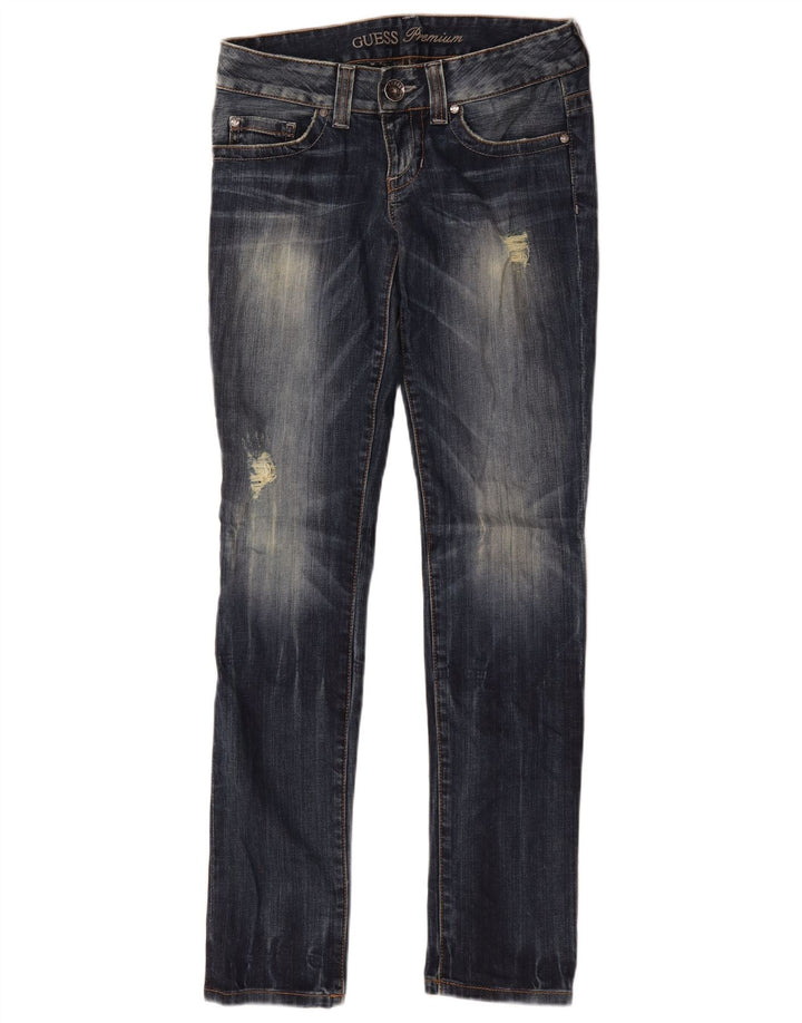 Blugi slim pentru femei Guess Distressed W29 L32 Bumbac albastru