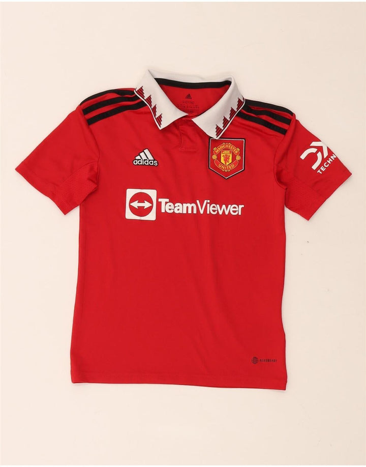 Tricou polo ADIDAS pentru băieți Manchester United, 9-10 ani, roșu, poliester