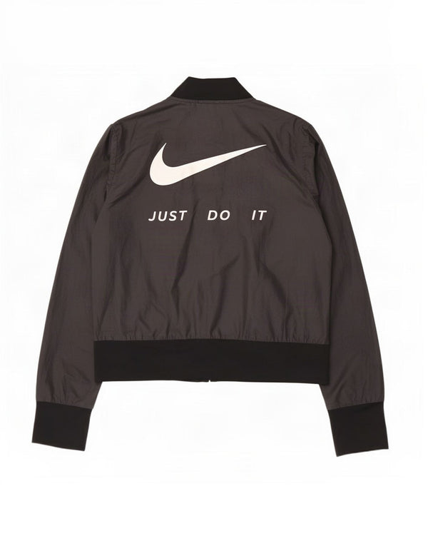 Jachetă de top pentru trening grafic Nike pentru femei UK 14 Poliester mediu negru