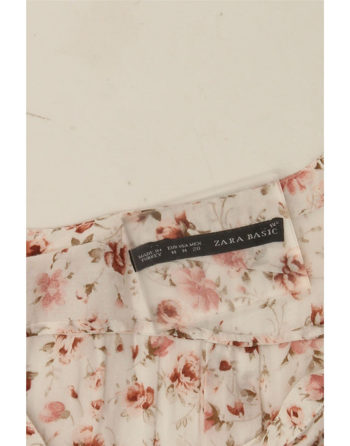 Bluză pentru femei Zara cu mâneci 3/4 UK 14 Medium White Floral