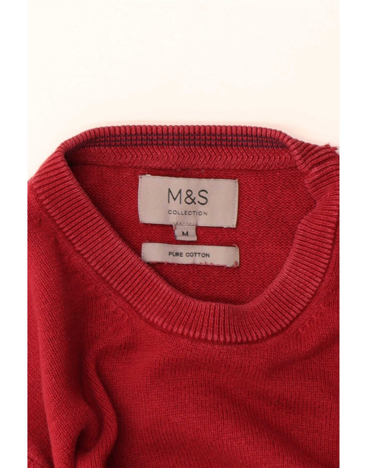 Pulover pentru bărbați Marks & Spencer cu gât roșu mediu din bumbac