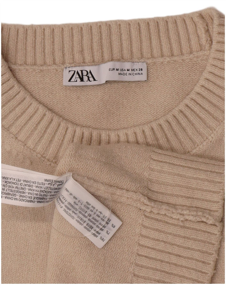 Zara Womens Crop Vest Tank Top UK 12 Medium Bej Poliester
