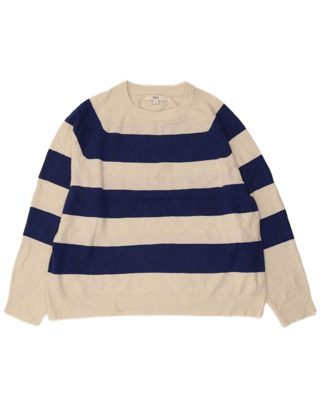 MARKS & SPENCER Pulover pentru femei cu decolteu rotund Marea Britanie 18 XL Bleumarin cu dungi