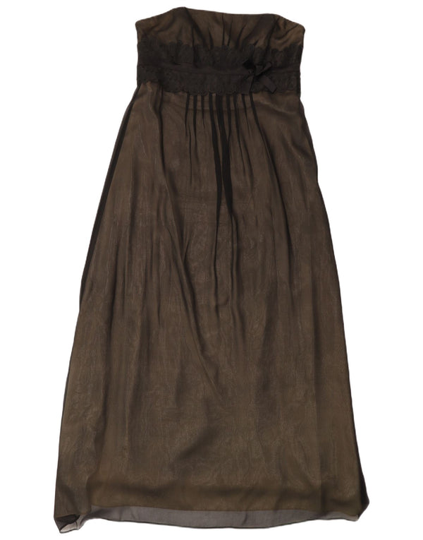 Monsoon Womens Strapless Dress UK 14 Large Black Silk