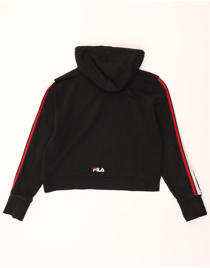 Pulover pentru femei FILA Crop Graphic Hoodie UK 18 XL, bumbac color bloc negru
