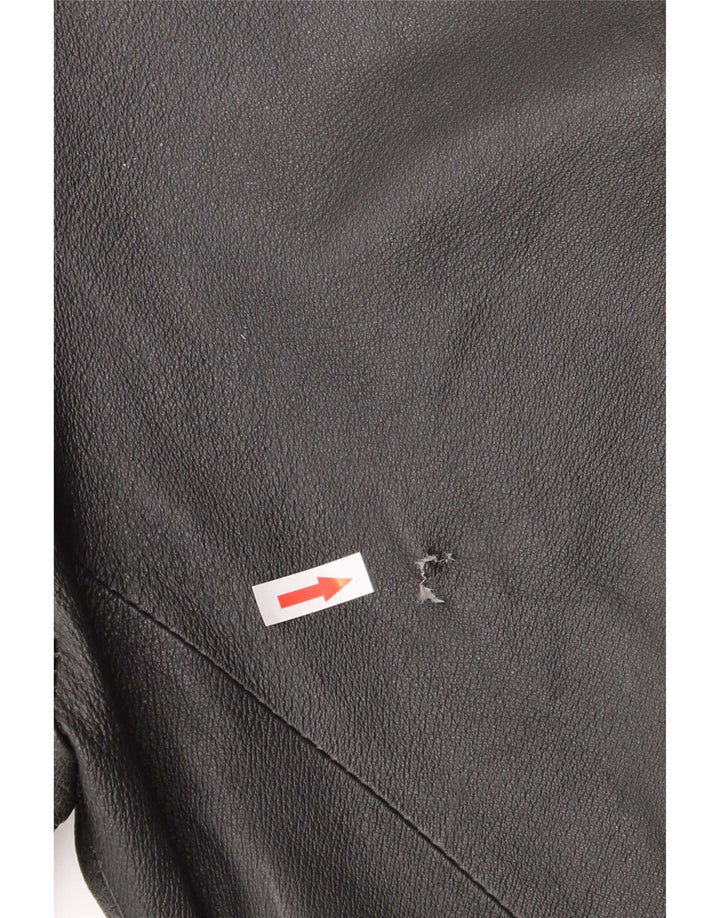 Jachetă Bolero din piele supradimensionată pentru femei Vintage IT 40 Small Black