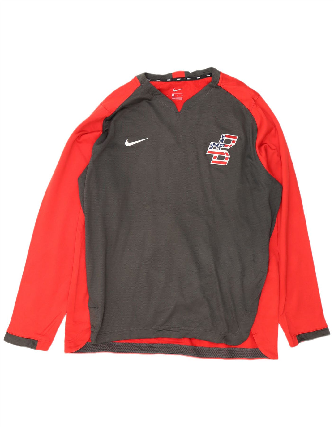 Top pentru bărbați NIKE cu mânecă lungă XL, roșu, poliester color bloc