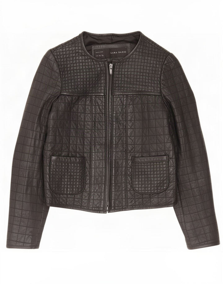 Jachetă de piele pentru femei Zara UK 12 Medium Negru
