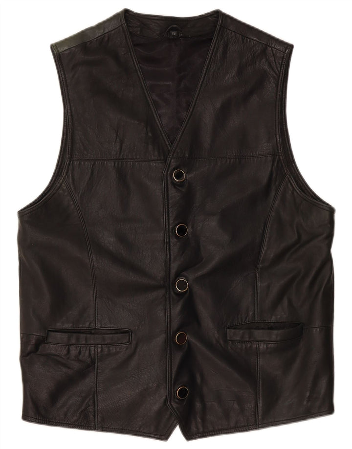 Vestă din piele pentru bărbați VINTAGE IT 50 Medium Black