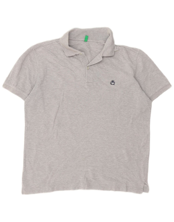 Cămașă polo Benetton pentru bărbați, gri mediu pete