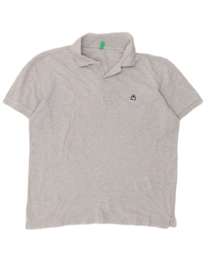 Cămașă polo Benetton pentru bărbați, gri mediu pete