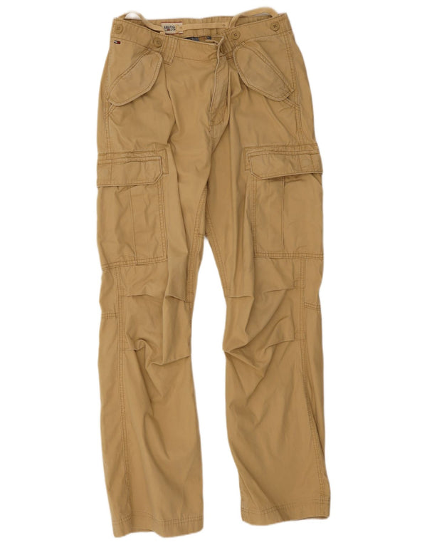 Tommy Hilfiger Mens Straight Cargo Trousers W36 L32 Beige Cotton