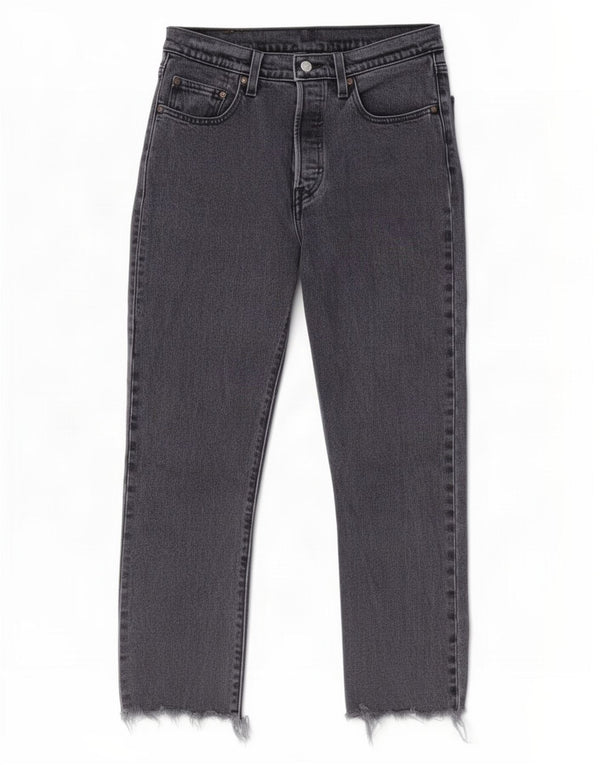 Blugi drepti 501 Crop Levi's pentru femei L27 L26 bumbac gri